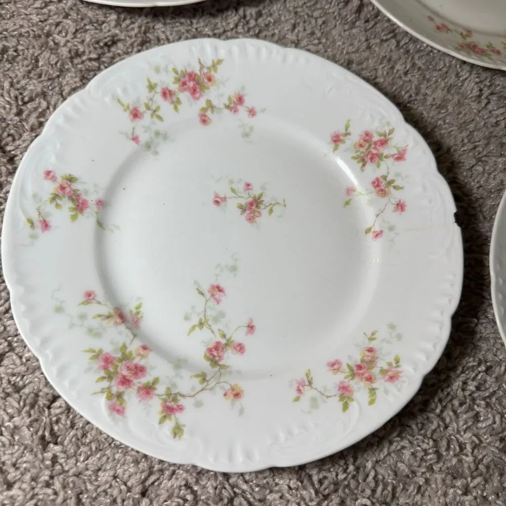 Theodore Haviland Limoges Plates Pink Floral Schleiger 150 Antique France Lot 5